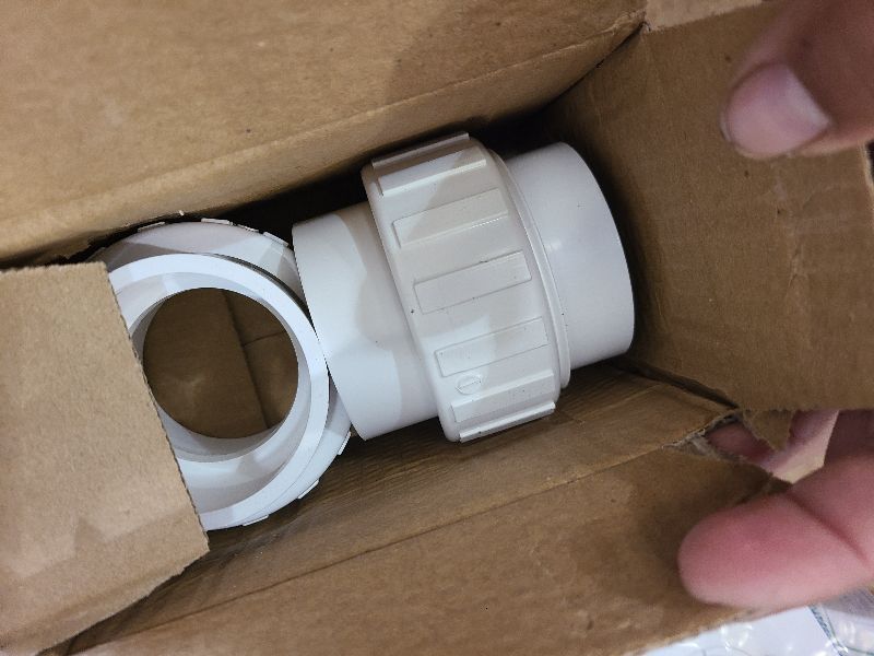 Photo 1 of 2 Pack 2" PVC Union Coupling Pipe Fitting (Socket x Socket) 2 Inch PVC Slip Union PVC Adapter Coupling Schedule 40, EPDM O-Ring, White