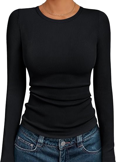 Photo 1 of **MSRP 14.99** AUTOMET Long Sleeve Shirts Basic Tops Black Medium