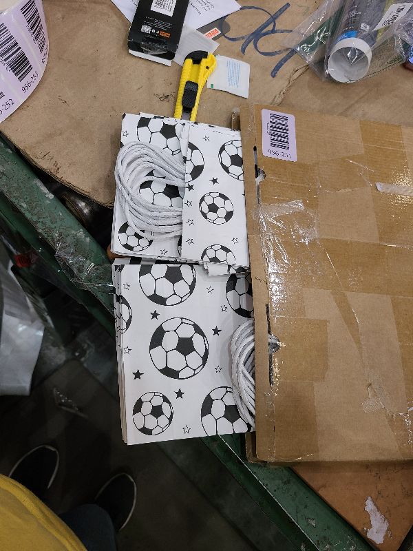 Photo 1 of 24 PCS Soccer Goodie Bags, Soccer Party Favor Bags Gifts Themed Paper Bags for Birthday Party Supplies Decoration