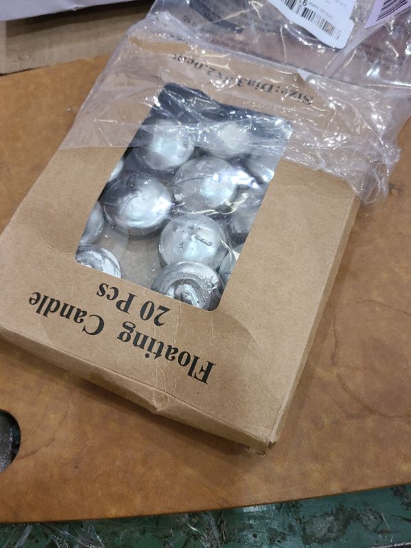 Photo 1 of 20 Pcs Floating Candles Centerpieces, 1.5 Inch Unscented Floating Candles Small Decoration for Valentine's Day, Thanksgiving, Wedding (Silver)