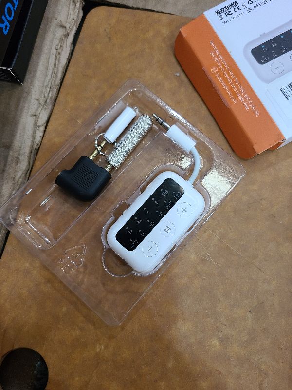 Photo 1 of 1Mii SafeFly Dot-Bluetooth 5.3 Transmitter Receiver for up 2 Headphones,AptX Low Latency/HD,Plane Travel Essentials,Wireless Audio Bluetooth Airplane Adapter for Flight,TV,Car,PC (White)