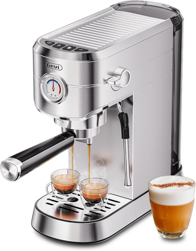 Photo 1 of **MSRP 199.99** Gevi Commercial Espresso and Coffee Makers, Professional 20 Bar Espresso Maker with Milk Frother, Stainless Steel Expresso Coffee Machines for Home, Compact Cappuccino Machine, Great Gift