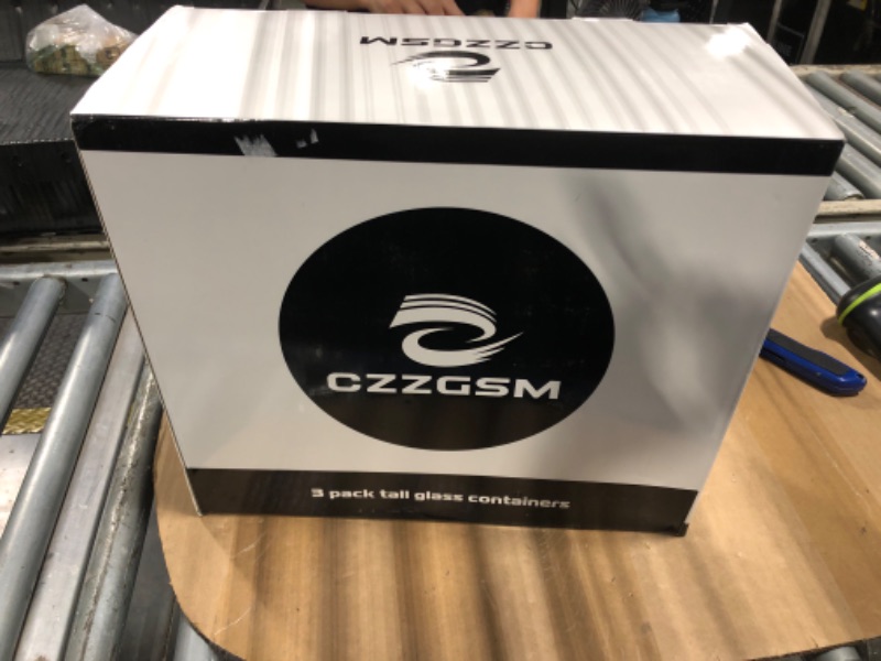 Photo 1 of ***1 piece missing*** CZZGSM 3 Pack Square Glass Kitchen Storage Jars with Airtight Bamboo Lids and 132 Pantry Labels - 80oz Glass Canisters with Wood Lids - Glass Food Storage Containers for Spaghetti, Pasta, Fettuccine