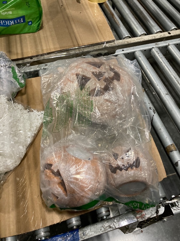 Photo 1 of * One is broken*Vicenpal 3 Pcs Terracotta Pumpkin Decorations Light up Halloween Pumpkin Lantern Vintage LED Resin Halloween Lights Decor for Fall Home Porch Front Door Mantel Room Decorations