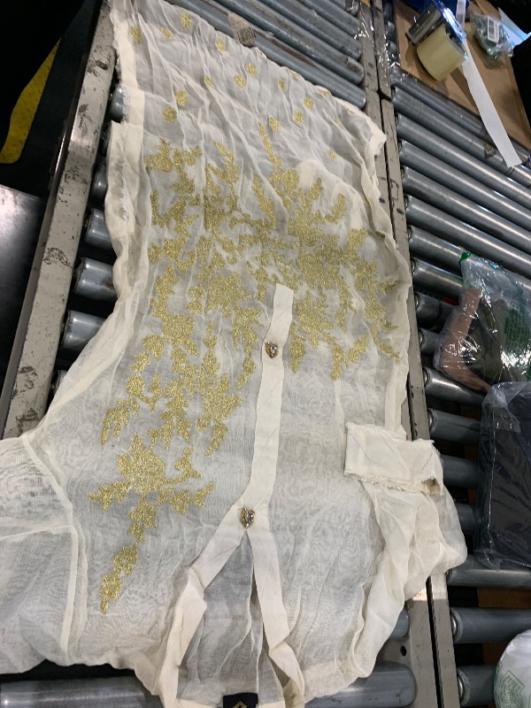 Photo 1 of [NOT THE EXACT ITEM SEE PICTURES FOR DETAIL] White Chiffon Abaya Dress for Women Dubai Sadui Falbala Jalabiya Maxi Dress XL