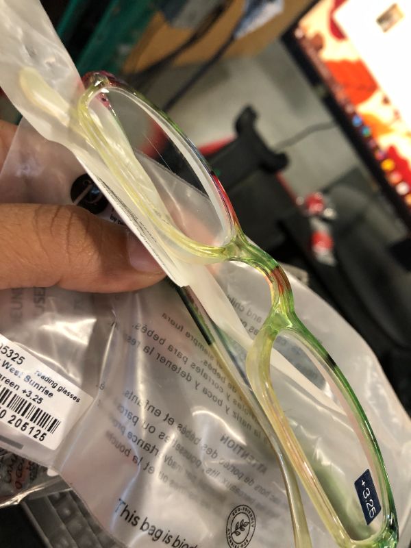 Photo 1 of **VERY SMALL SCRATCH ON LENS Peepers by PeeperSpecs Key West Sunrise Rectangular Reading Glasses, Blue/Green, 45 + 3.25