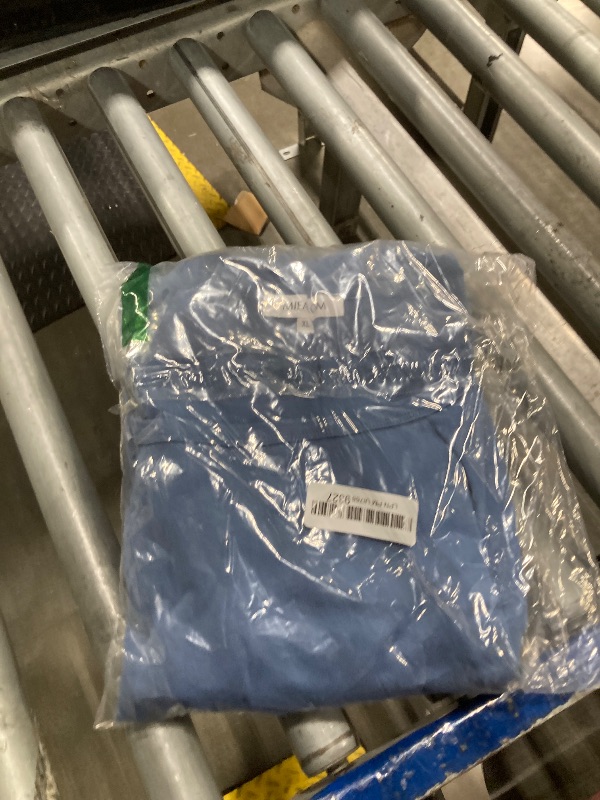 Photo 1 of **MINOR STAIN ON FRONT ** Mieazom Women's Summer Casual Short Sleeve Mini Dress Square Neck A Line Pleated Swing Dresses Basic Short Dress with Pockets Blue XL