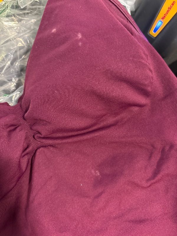 Photo 1 of *(*MINOR STAIN(SHOWN IN LIVE PHOTO)**YEOREO SoftHue Impact Longline Strappy Top Women's Halter Workout Tank Tops Backless Gym Longline with Adjustable Strap Black Cherry, SMALL