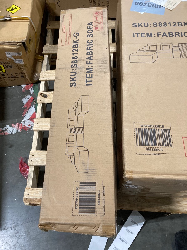 Photo 1 of ***PARTIAL SET***MISSING BOXES***KEIKI 150" U-Shaped Oversized Corduroy Modular Sectional Sofa with 2 Ottomans and Multi Functional Console, 6-Seater Upholstered Couch with USB and 2 Cup Holder, Easy Assembly, for Living Room, Black