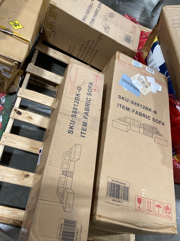 Photo 1 of ***PARTIAL SET***MISSING BOXES***KEIKI 150" U-Shaped Oversized Corduroy Modular Sectional Sofa with 2 Ottomans and Multi Functional Console, 6-Seater Upholstered Couch with USB and 2 Cup Holder, Easy Assembly, for Living Room, Black