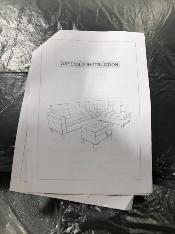 Photo 1 of ***PARTIAL SET***01 BOX MISSING***Trygoal L Shaped Couches for Living Room, Leather Sectional Couch Living Room Furniture with Storage Ottoman, Modular Sectional Sofa with Movable Chaise for Apartment Office, Black