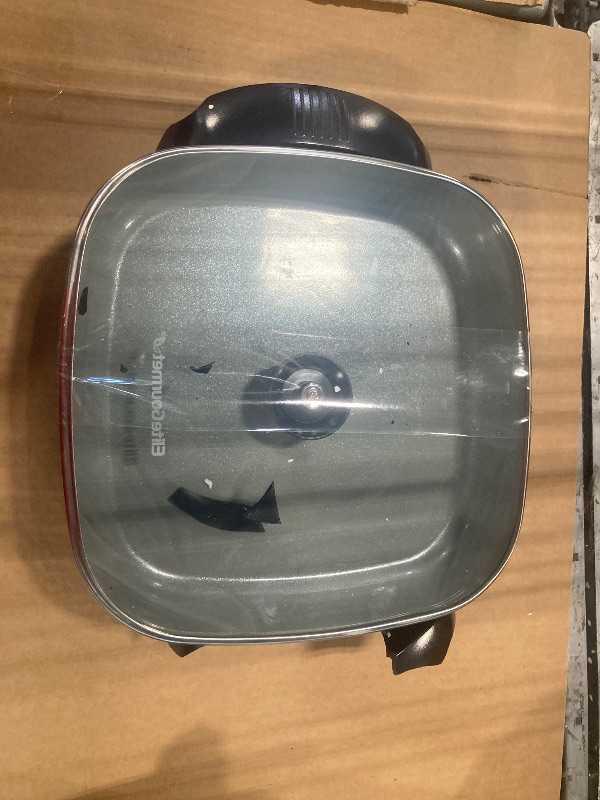 Photo 1 of ***** RIGHT HANDLE BROKEN****** Elite Gourmet 12" x 12" x 3” Ceralast™ Ceramic Non-stick PFAS Free, Dishwasher Safe Electric Skillet, Xtra Deep Dish, Rapid Heat 1200W, Black