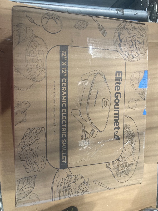 Photo 1 of ***** RIGHT HANDLE BROKEN****** Elite Gourmet 12" x 12" x 3” Ceralast™ Ceramic Non-stick PFAS Free, Dishwasher Safe Electric Skillet, Xtra Deep Dish, Rapid Heat 1200W, Black