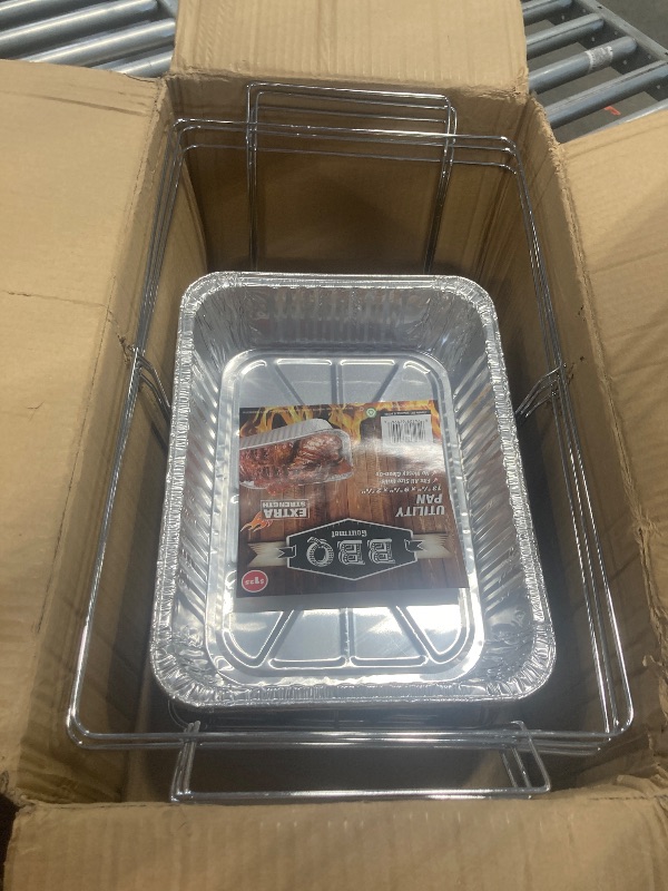 Photo 1 of ***** ONLY PANS AND RACKS***** Alpha Living Disposable Chafing Dish Buffet Set, Food Warmers for Parties, Fuel Cans Complete Set, Half Size Pans, Warming Trays (3 Pack)