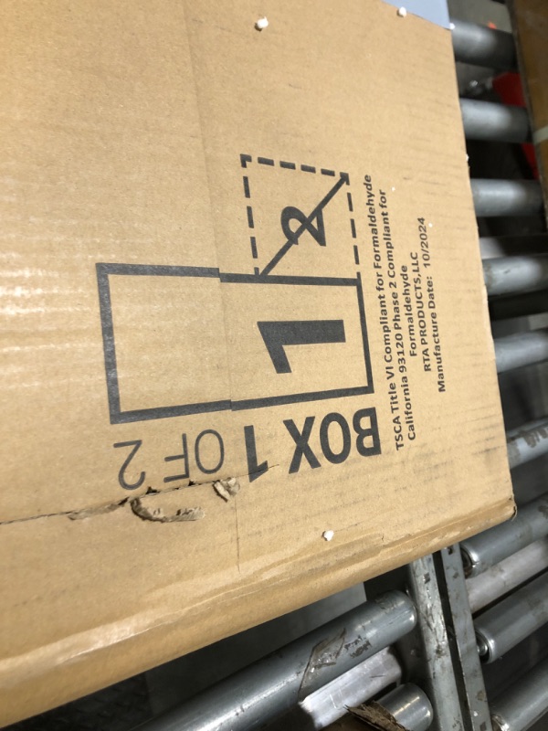 Photo 1 of ***BOX 01 OF 2***Techni Mobili Storage Drawers and Cabinet 51.25” W-Modern Office Large Floating Desktop Surface Desk, 23.6" D x 51.2" W x 29.8" H, White/Gold