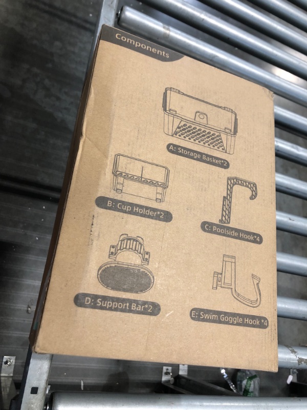 Photo 1 of ?2025 Upgrade?2-Pack Poolside Storage Basket with Cup Holder, Above Ground Pool Accessories, 3-in-1 Swimming Pool Hanging Storage Baskets to Organize Cups & Towels, Fits 3 Inch or Less Top Rail(Grey)