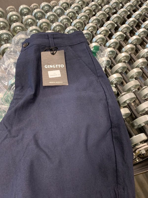Photo 1 of * Broken zipper wont zip up*GINGTTO Mens Slim Fit Shorts Skinny Chino Short Tapered Leg Stretch (Dark Blue2,32)