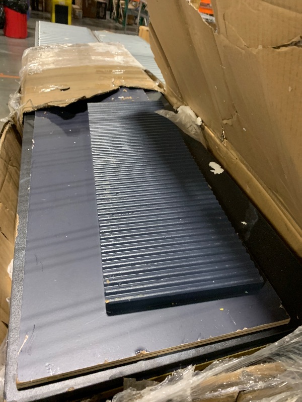 Photo 1 of *******SCUFFS AND SCRATCHES SOME SCREWS MISSING******OKD Luxury 70" Fluted Fireplace TV Stand, Modern Chic Entertainment Center for TVs Up to 80 inches, TV Console with Faux Marble Top, Curved Profile Design, Media Console for Living Room, Navy