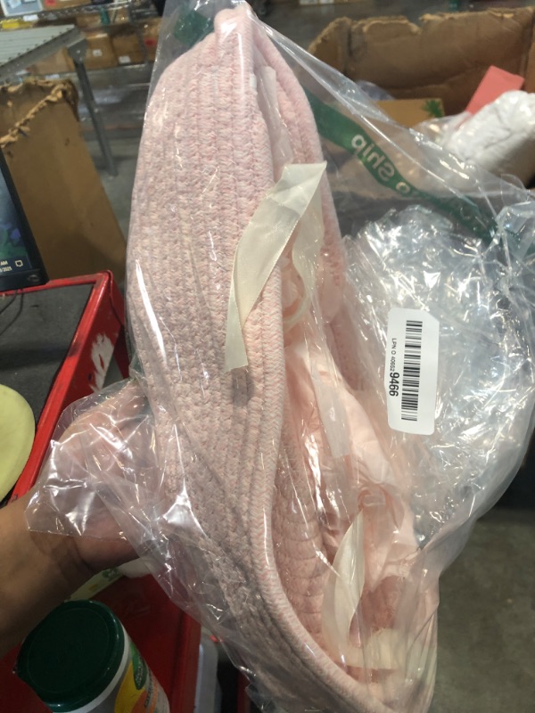 Photo 1 of ****MISSING PARTS UNSURE WHICH ONE**** OIAHOMY Gift Basket with Handle, Small Woven Basket with Gift Bag, Ribbon and Wrap Tissue Paper, Nursery Bins Empty to Fill with Small Items, Baby, Pet Toy Organizer - Pink