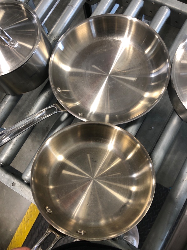 Photo 1 of *****SOME SCRATCHES THEY HAVE BEEN USED SO THEY WILL LOOK USED************Made In Cookware - 10 Piece Stainless Steel Pot and Pan Set - 5 Ply Clad - Includes Stainless Steel Frying Pans, Saucepans, Saucier and Stock Pot W/Lid - Professional Cookware - Cra