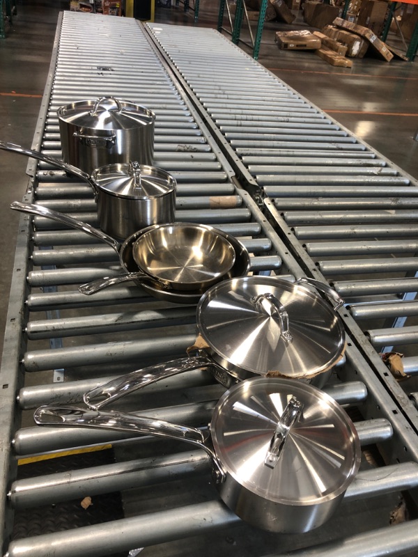 Photo 1 of *****SOME SCRATCHES THEY HAVE BEEN USED SO THEY WILL LOOK USED************Made In Cookware - 10 Piece Stainless Steel Pot and Pan Set - 5 Ply Clad - Includes Stainless Steel Frying Pans, Saucepans, Saucier and Stock Pot W/Lid - Professional Cookware - Cra