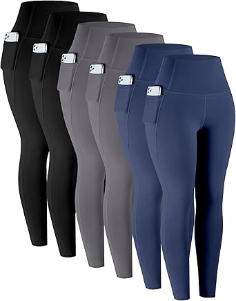 Photo 1 of **COLORS MAY VARY** LZYVOO Leggings with Pockets for Women, 6 Packs Soft High Waisted Tummy Control Workout Yoga Pants(2BlackGrayLBlueAPinkMint-XL)