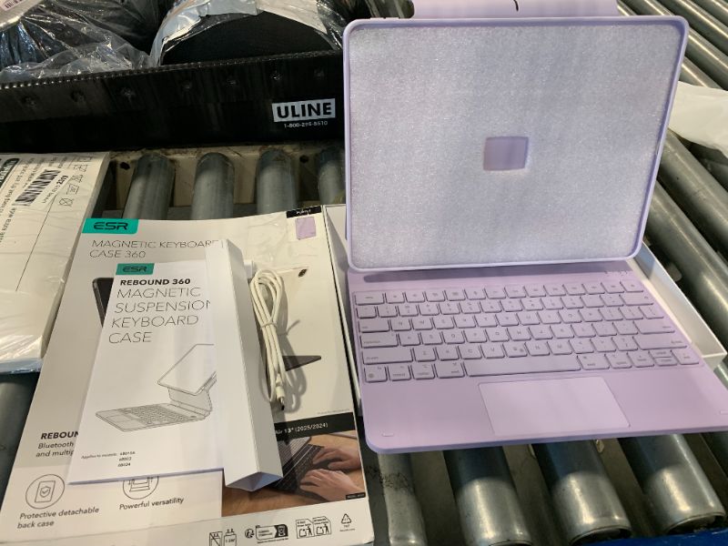 Photo 1 of ESR iPad Air 13 Inch Case Keyboard (M3/M2, 2025/2024), Easy-Set Magnetic Stand, Portrait/Landscape Mode, Removable Case with Multi-Touch Trackpad, Rebound 360 Series, Purple