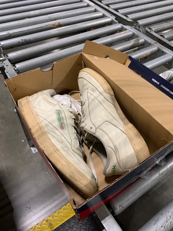 Photo 1 of ***VERY USED***Reebok Club C Vintage Tennis Sneakers for Men, Casual White Mens Shoes, Size 7 to 15, Top-Chalk/Paperwhite/Glen Green, 9