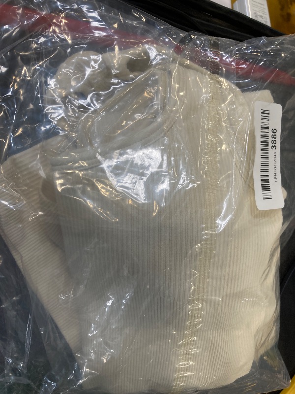 Photo 1 of *****ONLY A SET*****OIERD 4 Piece Workout Sets For Women Ribbed Leggings Clothes Yoga Sets Active Wear Cute Matching Work Out Sets Gym Pilates Outfits Beige White,S