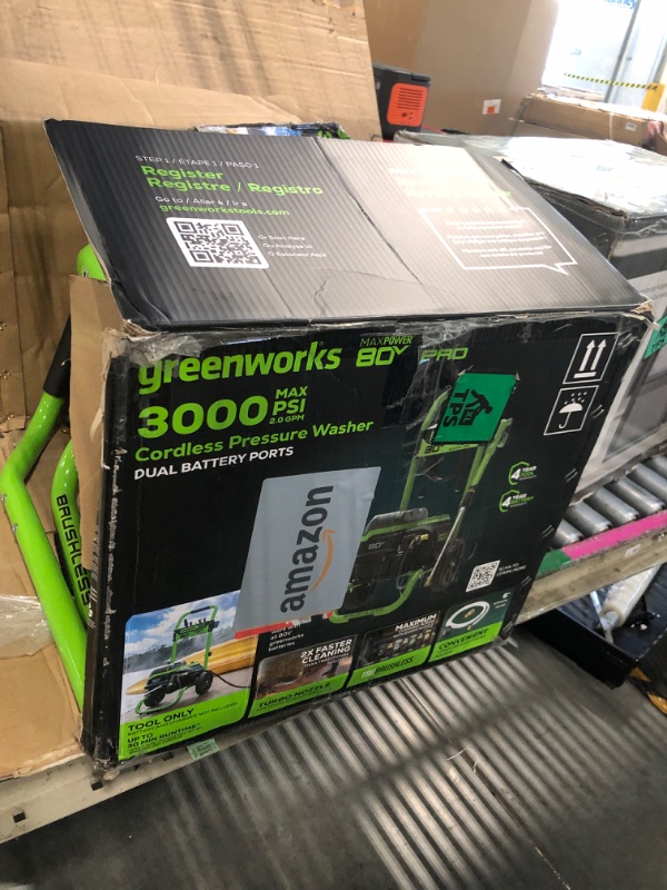 Photo 1 of ** need 80v battery/**
Greenworks 80V 3000 PSI Dual-Port Pressure Washer (2.0 GPM), Tool-Only, Powerful Enough to Remove Pesky Dirt and Grime on Siding, Fences, Patios, Driveways, and Sidewalks