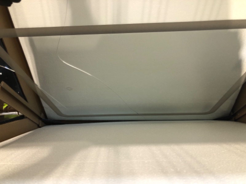 Photo 1 of ** cracked mirror**
Vanity Desk with Lighted Mirror, Makeup Vanity Set with Power Outlet, Cushioned Stool, Vanity Table with 6 Storage Shelves, 2 Large Drawers and 3 Color Light Adjustable Brightness, Marble Black