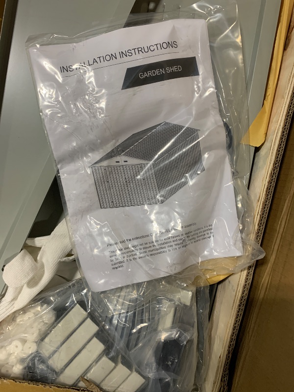 Photo 1 of ** three boxes**
GarveeLife 9x12 Shed for Outdoor Storage, Galvanized Steel Metal Tool Sheds House with Lockable Doors, Lock & Air Vent, Large Utility Sheds for Patio Garden Lawn (9x12.6, Grey)