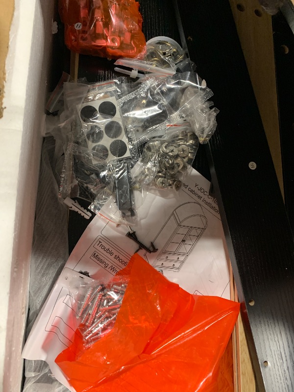 Photo 1 of ** LOOSE SCREWS **
Jocoevol Kitchen Pantry Cabinet, Arched Bookshelf Bookcase China Pantry Storage Cabinet with Drawers Doors and Shelves,71“ Tall Food Pantry Funiture for Living Room,Dining Room (Black)