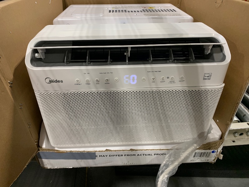 Photo 1 of ** FRONT PANEL IS LOOSE**
Midea 12,000 BTU U-Shaped Smart Inverter Window Air Conditioner–Cools up to 550 Sq. Ft., Ultra Quiet with Open Window Flexibility, Compatible with Alexa/Google Assistant, 35% Energy Savings (Renewed)