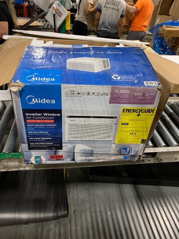 Photo 1 of **MISSING SOME HARDWARE**
Midea 12,000 BTU Smart Inverter Air Conditioner Window Unit with Heat and Dehumidifier – Cools up to 550 Sq. Ft., Energy Star Rated, Quiet Operation, Electronic Controls, Remote Control, White