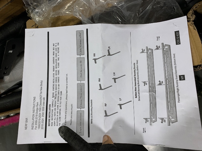 Photo 1 of ** LOOSE HARDWARE** 
Running Boards Side Steps Crew Cab Compatible with Dodge Ram 1500 2009-2024(19-24 Classic ONLY), 2500 3500 2010-2024, 6 Inches Bolt-on Side Steps Rails, Powder Coated Black and Painted Gray