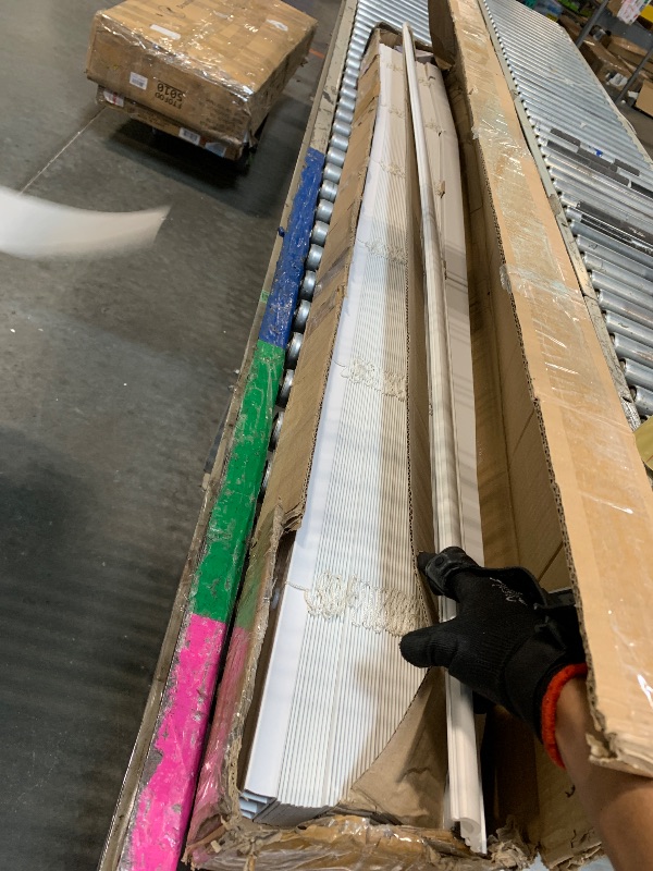 Photo 1 of ** MISSING HARDWARE. DAMAGE ON FRAME SEE: 3RD PHOTO**
Lotus & Windoware Cordless, 2 Inch Faux Wood Blind, 70" Wide x 72" Long, Window Blinds, Blinds & Shades, Blinds for Indoor Windows, Embossed, Bright White