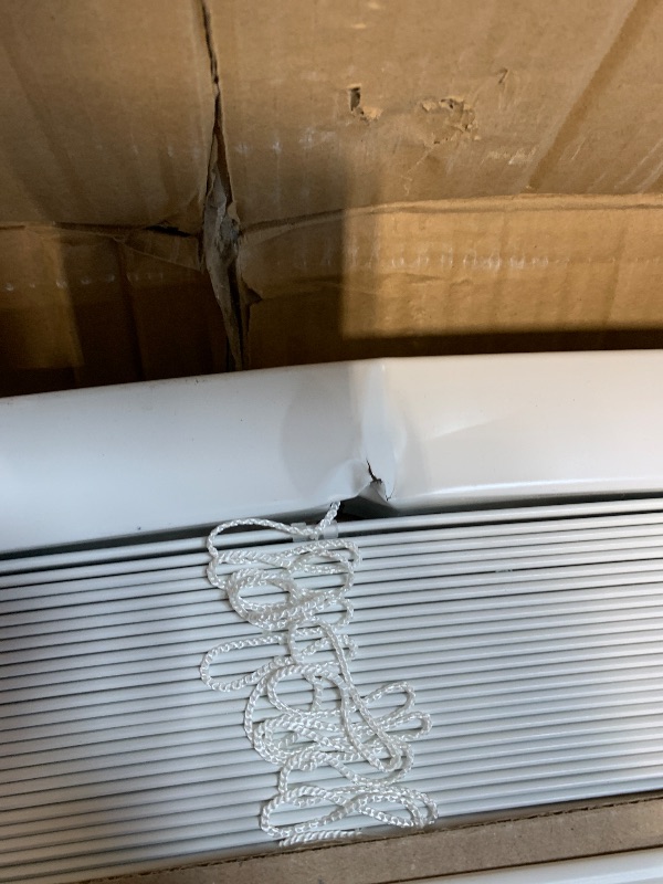 Photo 1 of ** MISSING HARDWARE. DAMAGE ON FRAME SEE: 3RD PHOTO**
Lotus & Windoware Cordless, 2 Inch Faux Wood Blind, 70" Wide x 72" Long, Window Blinds, Blinds & Shades, Blinds for Indoor Windows, Embossed, Bright White