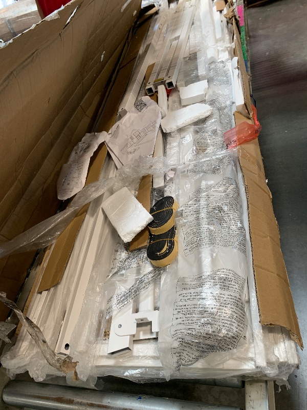 Photo 1 of ** BOX CAME BUSTED, MIGHT BE LOOSE PIECES/**
GarveeHome King Size Rattan Bed Frame with Headboard, White Boho Cane Platform Bed Frame with Strong Metal Slat, Noise Free, No Box Spring Needed