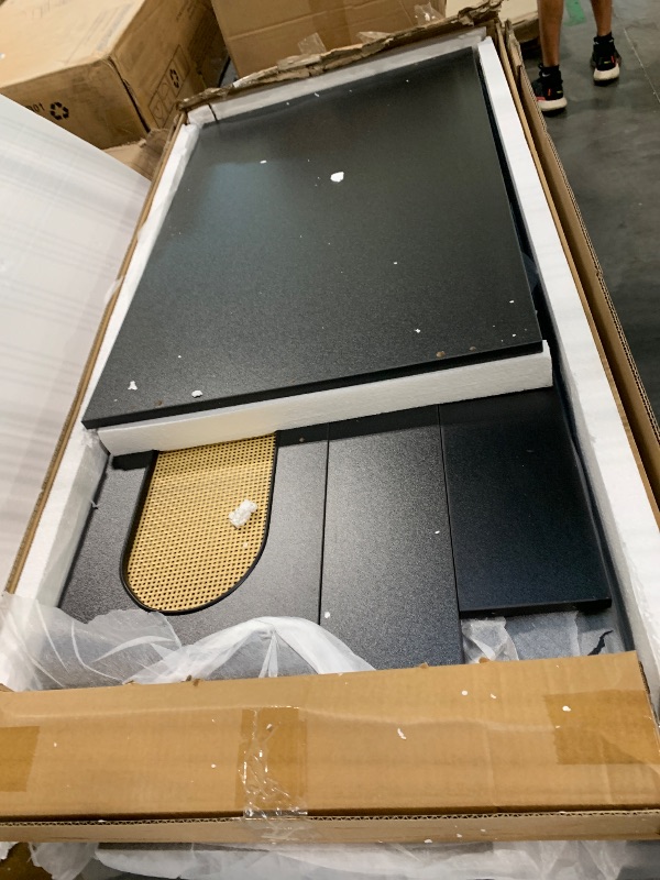 Photo 1 of ** MISSING INSTRUCTIONS**
DWVO Rattan Armoire Wardrobe Closet - 70" Tall Rattan Armoire Closet with Doors, Large Storage Cabinet with Drawers & Hanging Rod/Bedroom Armoire - Black