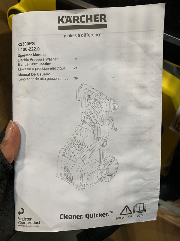 Photo 1 of ** missing parts for the hose*
*Kärcher Pressure Washer K2300PS, CETA Certified, 4 Spray Nozzles, Detergent Tank, Hose Reel, for Cars, Driveways, Siding, Patios, 1.2 GPM