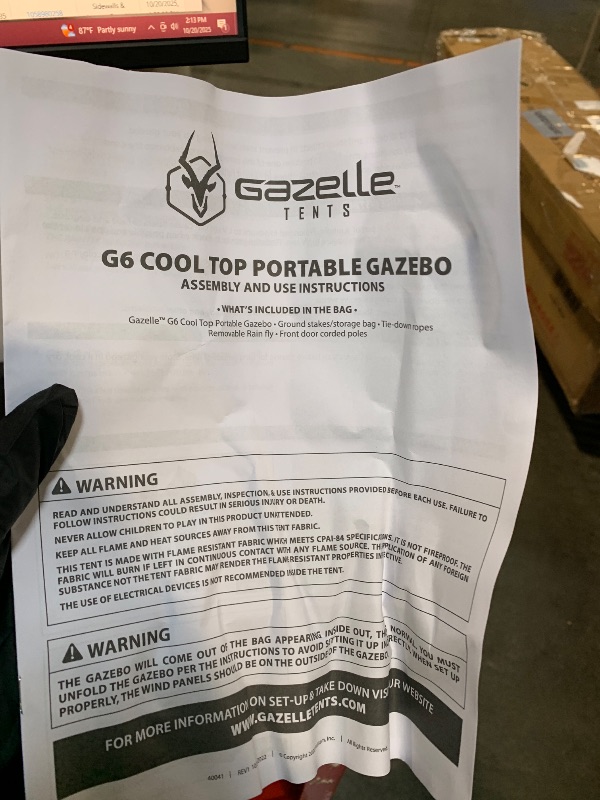 Photo 1 of ** missing tools to keep secure**
Gazelle Tents™ G6 Cool Top 6-Sided Portable Gazebo, Easy Pop-Up Hub Screen Tent, Waterproof, UV Resistant, 8-Person & Table, Badlands Brown, 91” x 139” x 123”, GG620BR