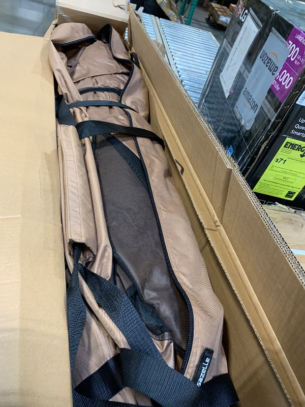 Photo 1 of ** missing tools to keep secure**
Gazelle Tents™ G6 Cool Top 6-Sided Portable Gazebo, Easy Pop-Up Hub Screen Tent, Waterproof, UV Resistant, 8-Person & Table, Badlands Brown, 91” x 139” x 123”, GG620BR