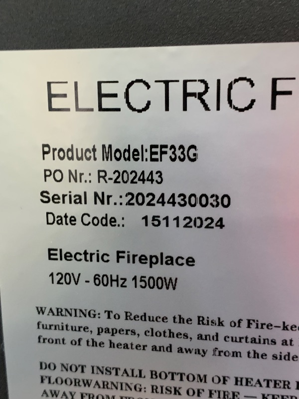Photo 1 of ** unable to test**
Rodalflame Electric Fireplace Inserts with 3 Flame & Top Light, Recessed Fireplace Heater, Thermostat, 750/1500W, Crackling Sound, Logs & Crystals, Timer, 32.2" W x 26" H Rear, No Wall Mount