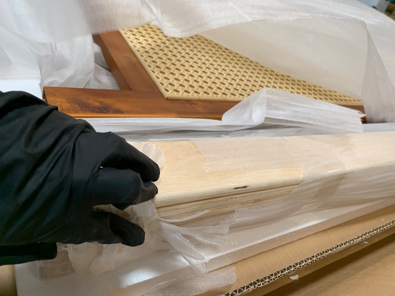 Photo 1 of ** missing instructions**
Bme Oliver Headboard Queen Size Bed Frame - 15-Inch Signature Design with Rattan Headboard, Bohemian and Mid Century Style, 12-Slat Wood Support, No Box Spring Needed - Easy Assembly, Caramel