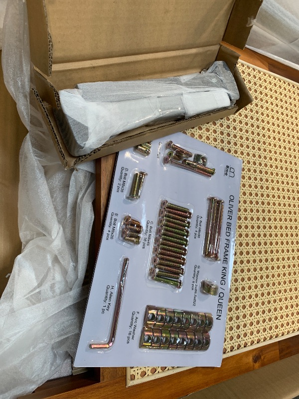 Photo 1 of ** missing instructions**
Bme Oliver Headboard Queen Size Bed Frame - 15-Inch Signature Design with Rattan Headboard, Bohemian and Mid Century Style, 12-Slat Wood Support, No Box Spring Needed - Easy Assembly, Caramel