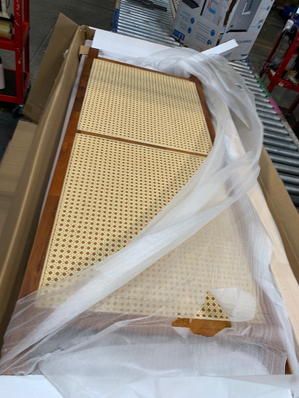 Photo 1 of ** missing instructions**
Bme Oliver Headboard Queen Size Bed Frame - 15-Inch Signature Design with Rattan Headboard, Bohemian and Mid Century Style, 12-Slat Wood Support, No Box Spring Needed - Easy Assembly, Caramel