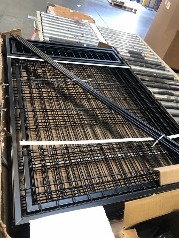 Photo 1 of ***** does not contain a roof***** PawHut Outside Dog Kennel, 4.6' x 4.6' x 5' Puppy Play Pen with Canopy, Garden Playpen Fence Crate Enclosure Cage Rotating Bowl, for Dogs, Chickens, Ducks, Black