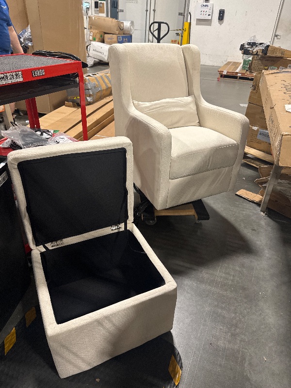 Photo 1 of **** A LTTLE DIRTY******** Carter's by daVinci Adrian 360° Swivel Glider Chair w/ Storage Ottoman - Water & Stain Resistant Rocking Chair Glider - GREENGUARD Gold & FSC Certified Glider Rocking Chair for Nursery & Living Room