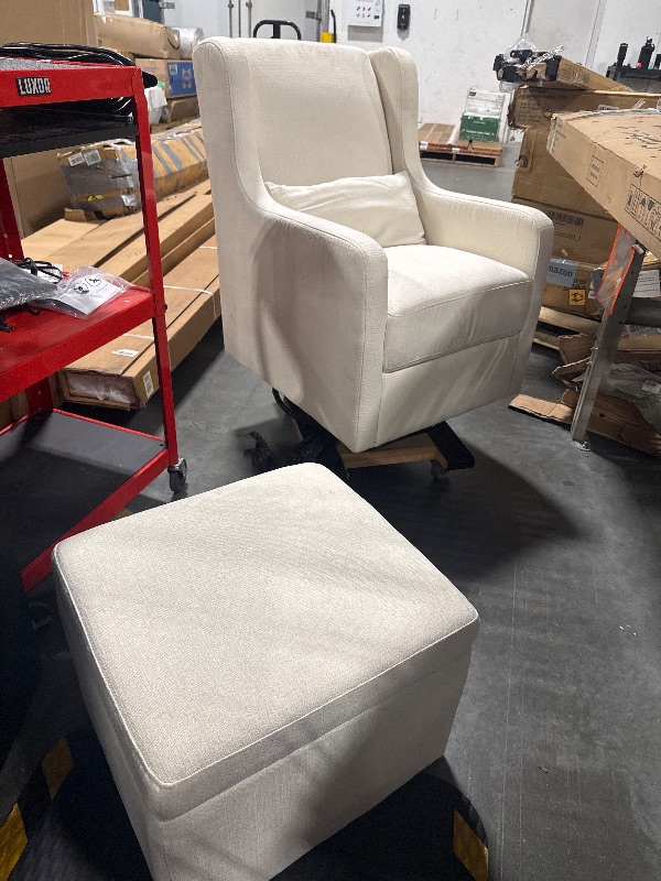 Photo 1 of **** A LTTLE DIRTY******** Carter's by daVinci Adrian 360° Swivel Glider Chair w/ Storage Ottoman - Water & Stain Resistant Rocking Chair Glider - GREENGUARD Gold & FSC Certified Glider Rocking Chair for Nursery & Living Room